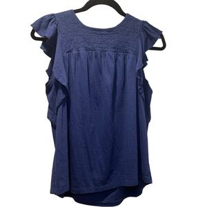 Banana Republic Blue Smocked Flutter Sleeve Top - Size M